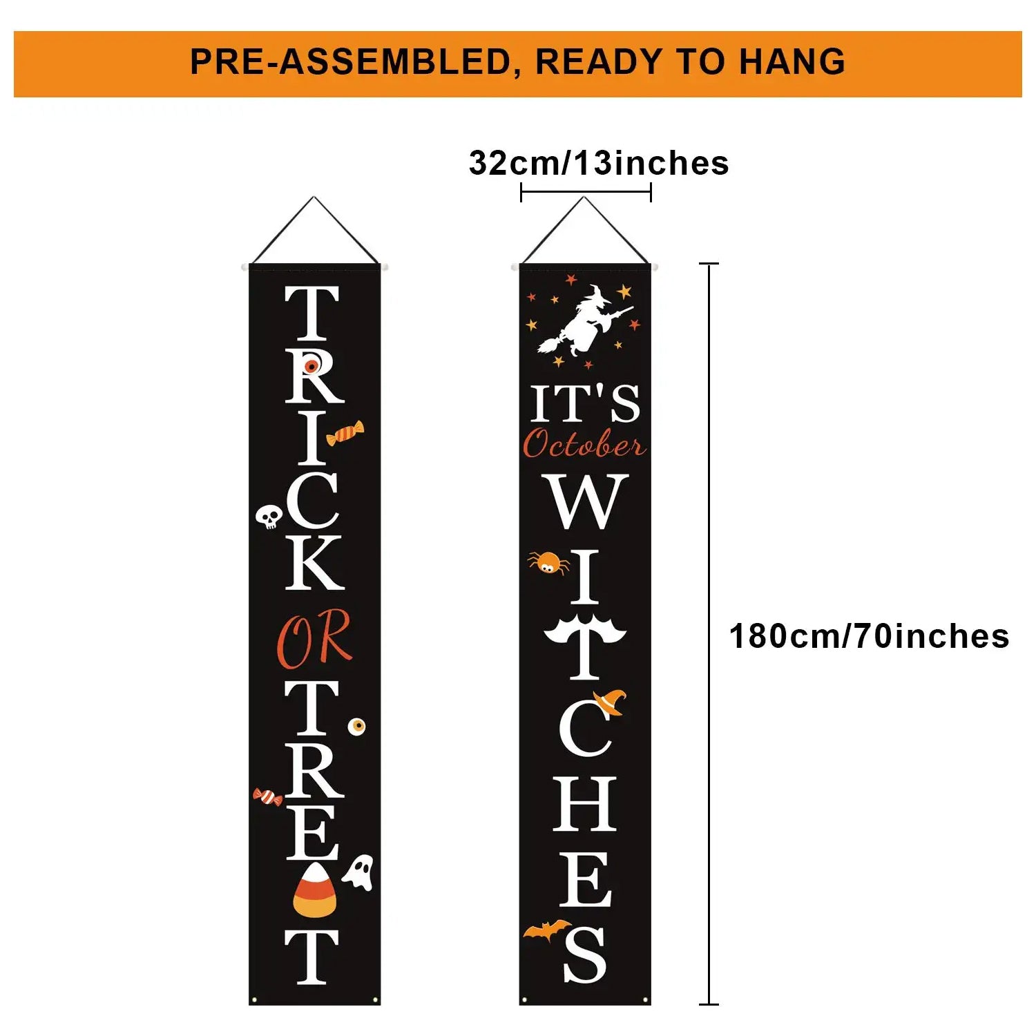 Halloween Porch Decoration October Witch Front Porch Banner Decorations Sale In China