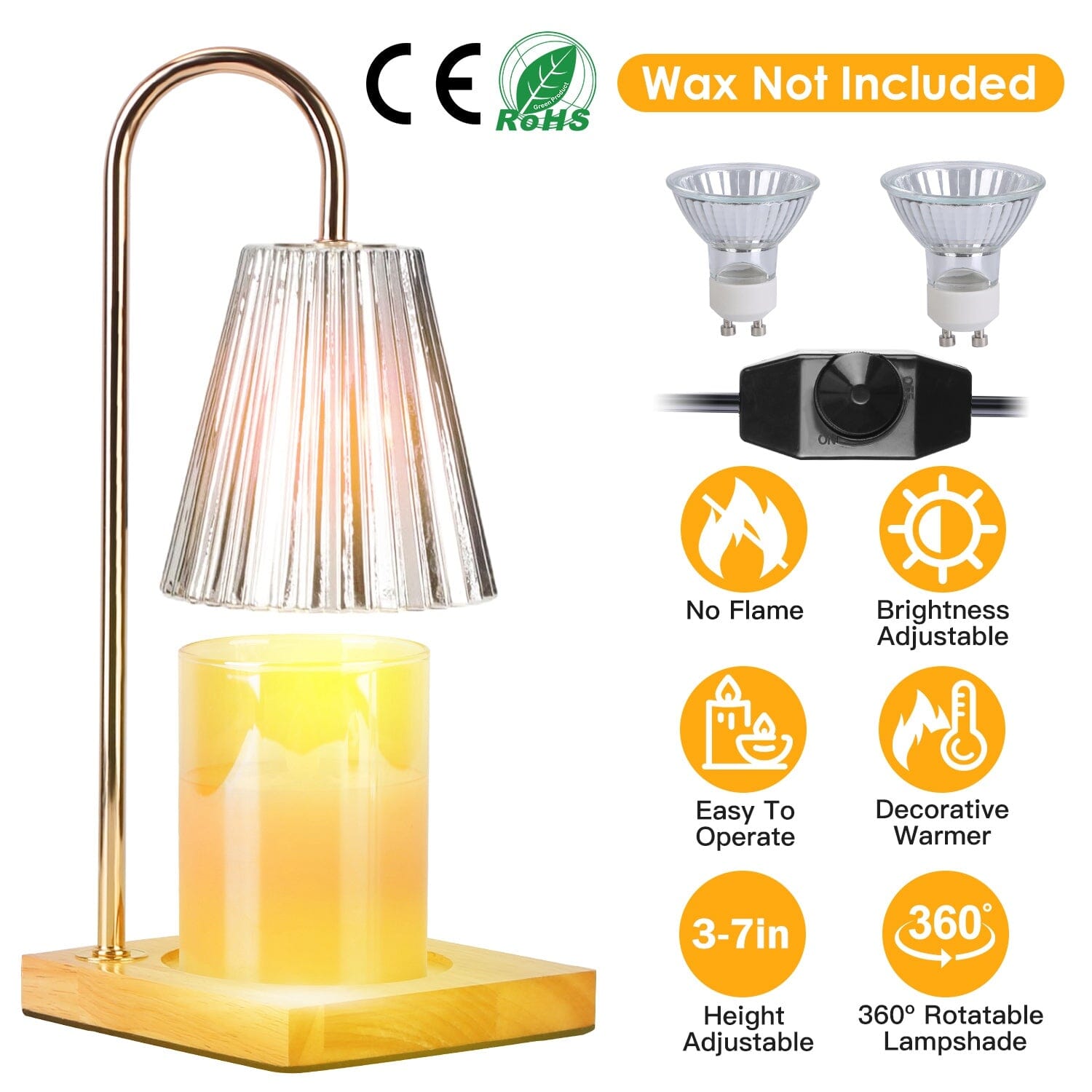 Electric Wax Melt Warmer Lamp Dimmable with 2 GU10 Bulbs 3-7in Adjustable Height 360 Rotatable Collections Cheap Pice