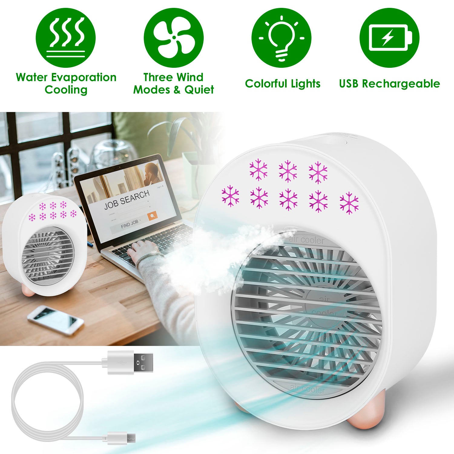 4-in-1 Portable Mini Desktop Water Mist Cooling Air Conditioner For Sale Cheap Pice