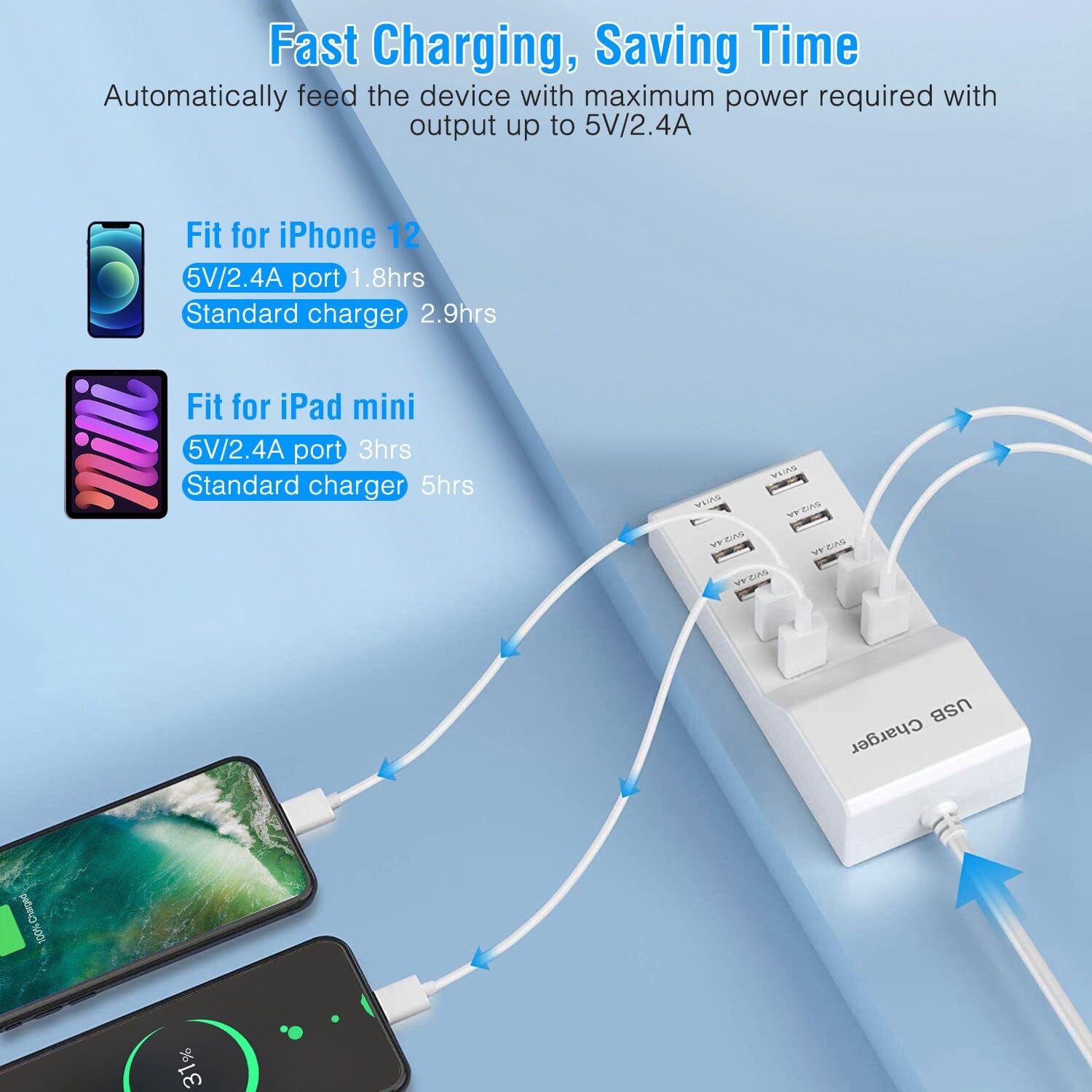 10-Ports 50W USB Wall Fast Charging Power Adapter Buy Online