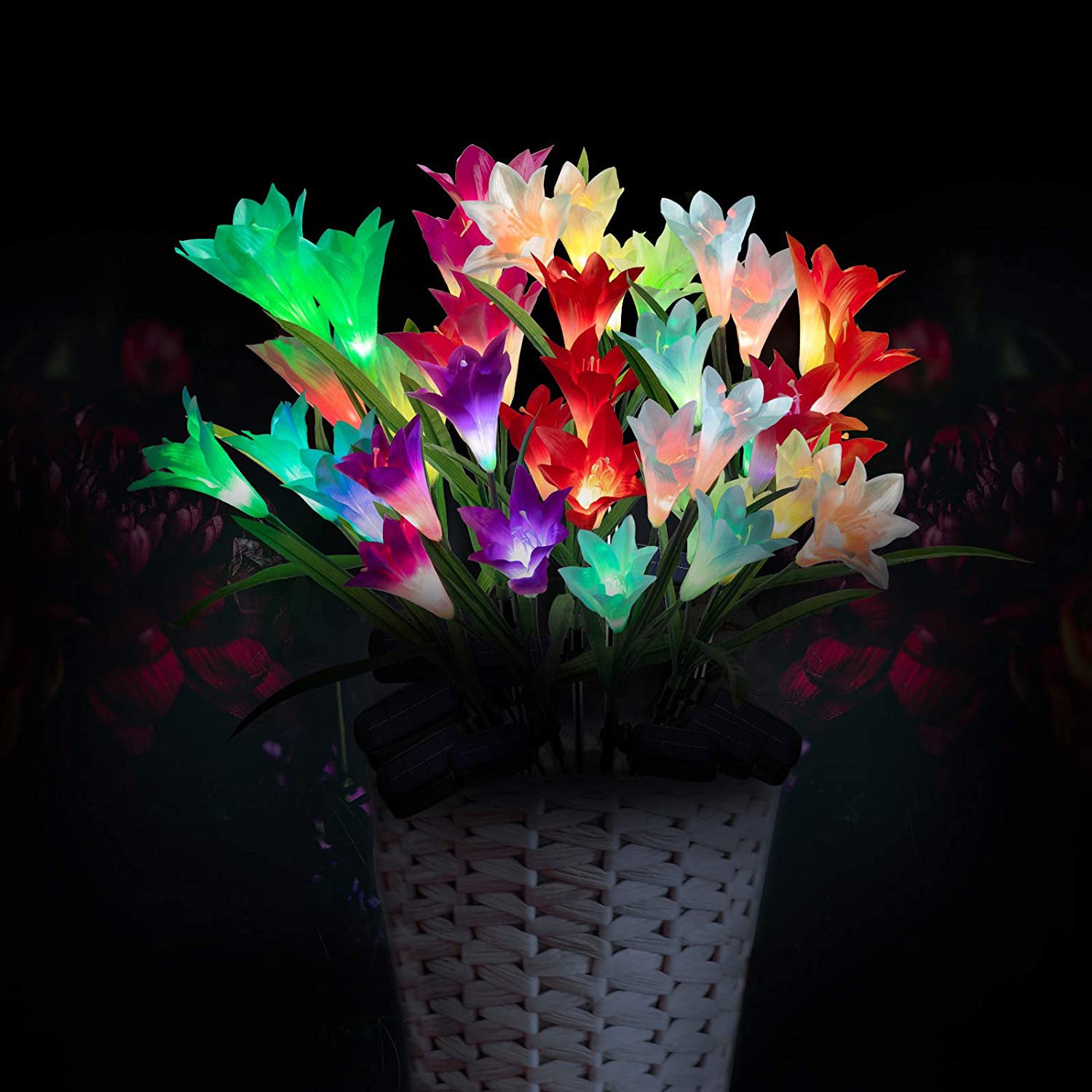 4-Pack: Solar Garden Lights Color Changing with16 Larger Lily Flowers Discount Sast