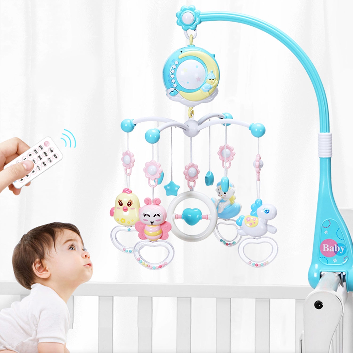 Mobile Star Projection Nursery Light Baby Rattle Toy with Music Box Remote Control Enjoy Online