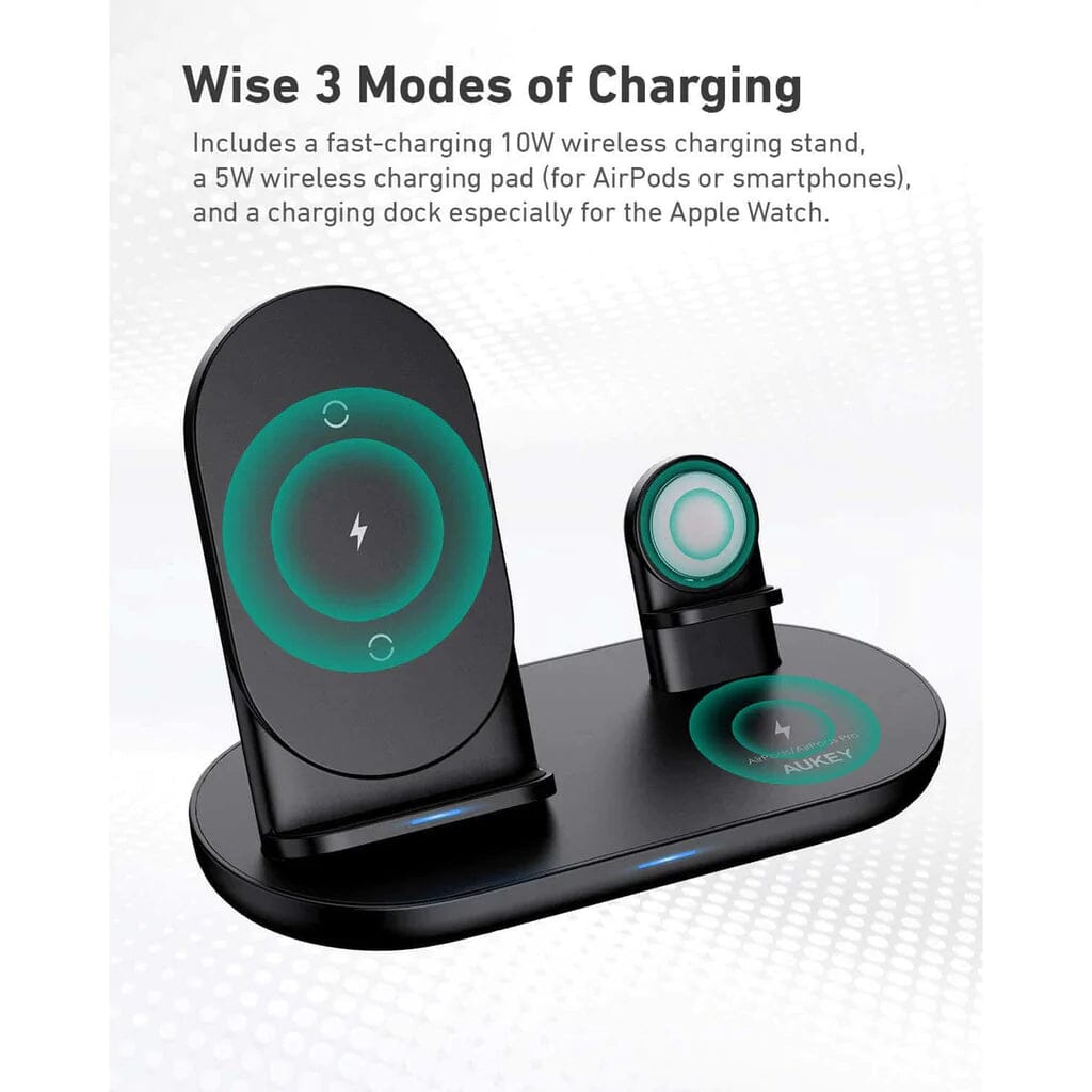 AUKEY 3-in-1 Wireless Charger Black Discount Online Online