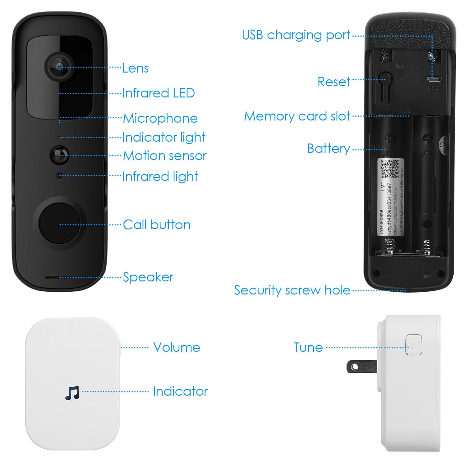 Wireless Smart WIFI Video Doorbell Two Way Audio Cheap Eastbay