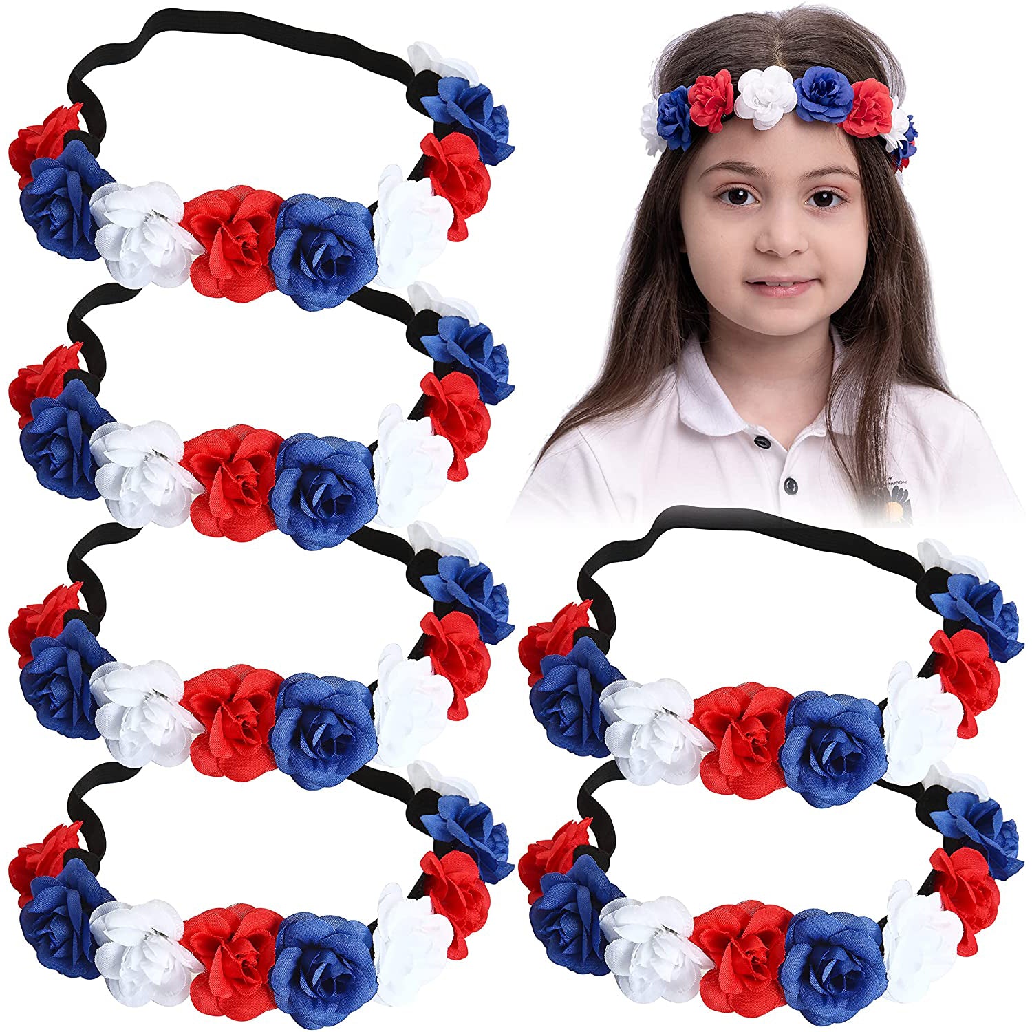 6-Piece: Patriotic Flower Headbands Cheap Real Authentic