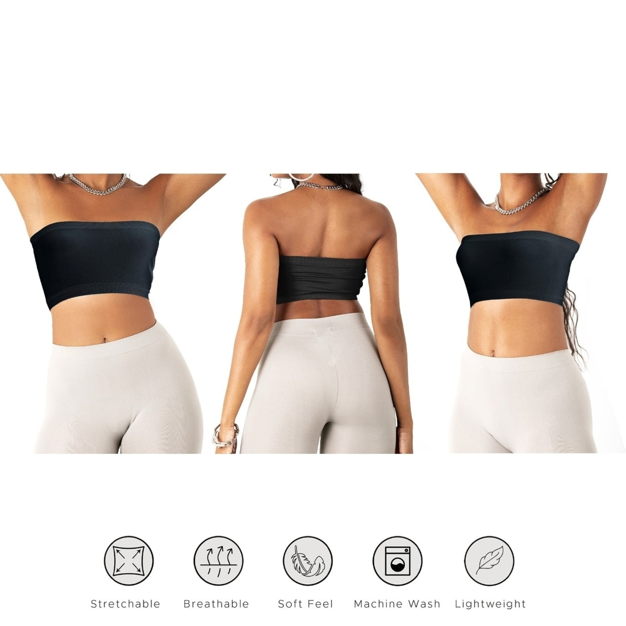 3-Pack: Women's Seamless Strapless Bandeau Crop Tube Top Bra Bralettes Sale Reliable