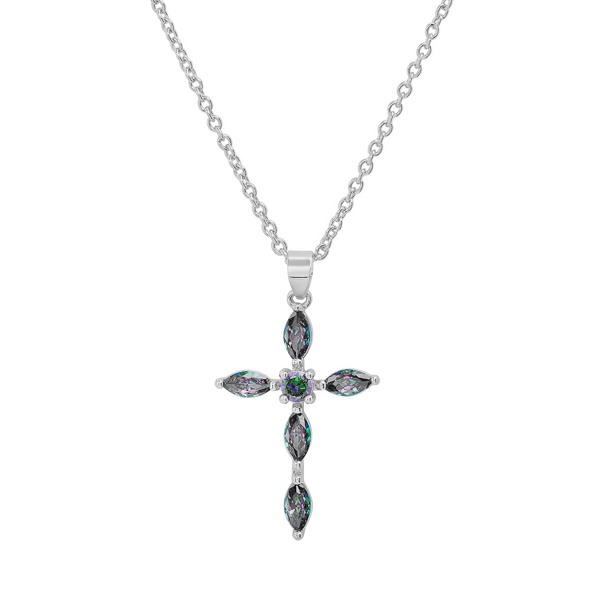 Ladies 18k Gold/White Gold Plated Brass Simulated Cross Pendant Sale With Credit Card