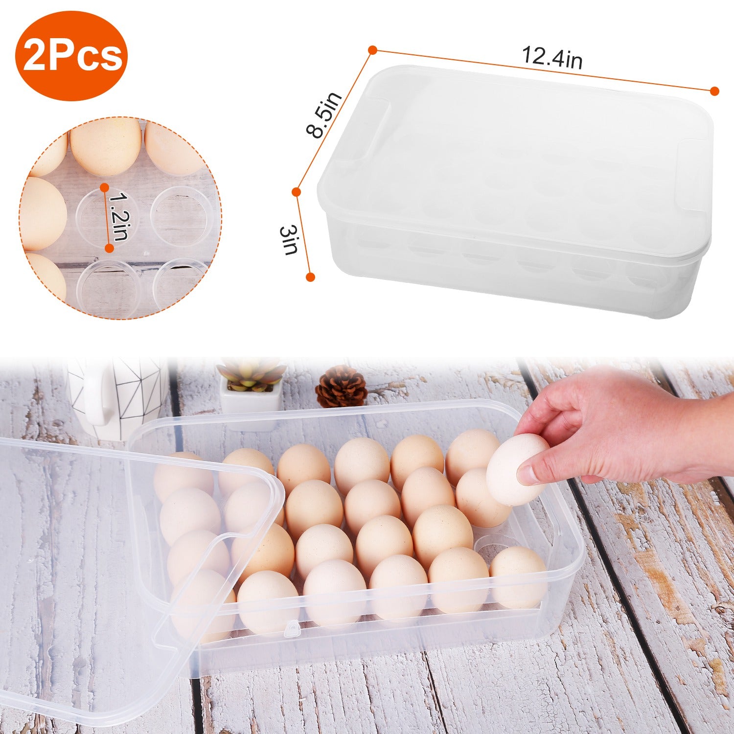 2-Piece: Plastic Egg Holder Stackable Egg Storage Box Buy Online