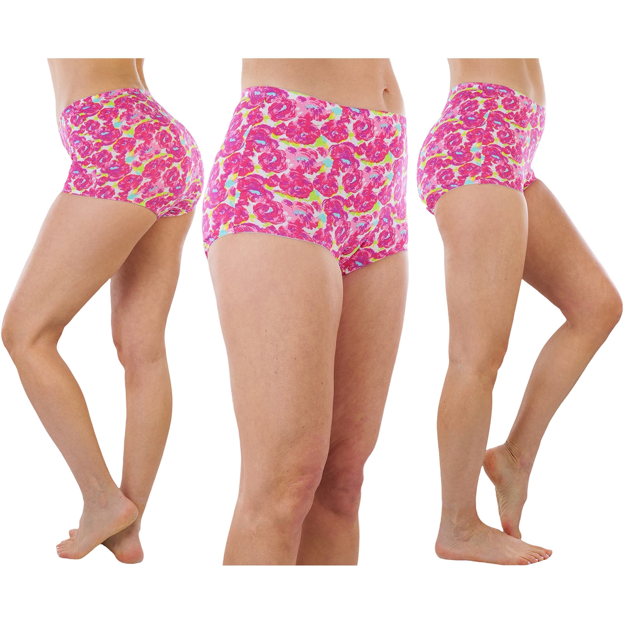 6-Pack: ToBeInStyle Women's High Waisted Pink Solids and Patterned Gridle Panties Newest Cheap Pice