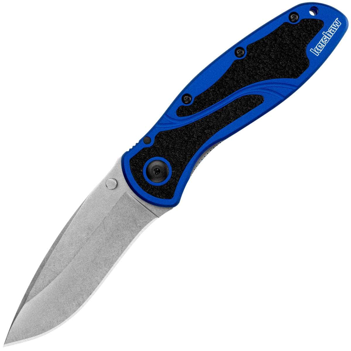 Kershaw Blur, 3.4 Stonewashed Assisted Blade, Navy Blue  Handle - 1670NBSW Quality Free Shipping Outlet