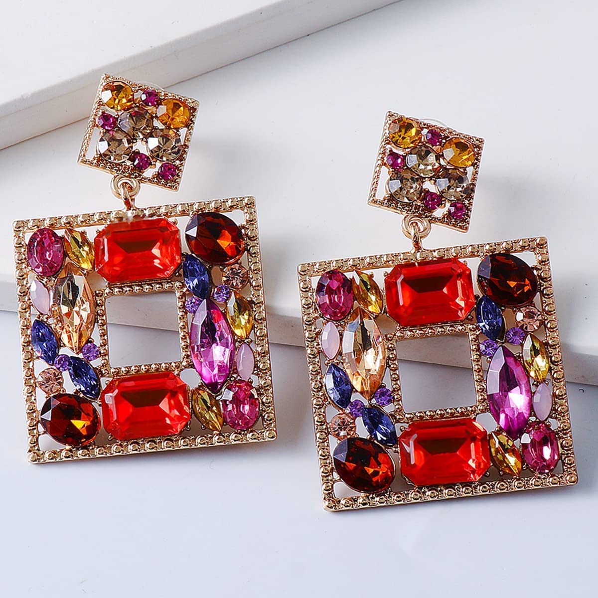 Rhinestone Square Drop Earrings Official For Sale