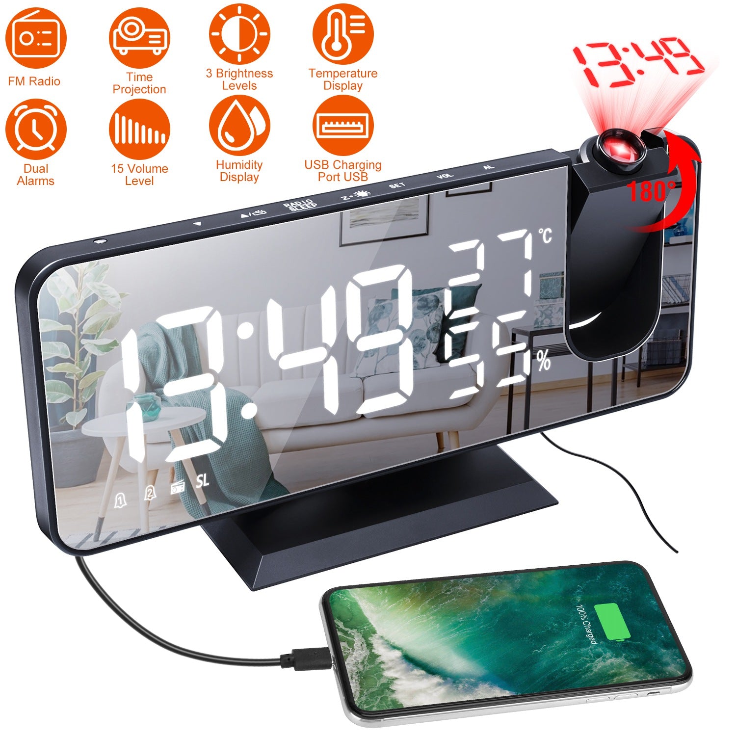 Projection Alarm Clock with Radio Function Cheap Sale Footlocker Pictures