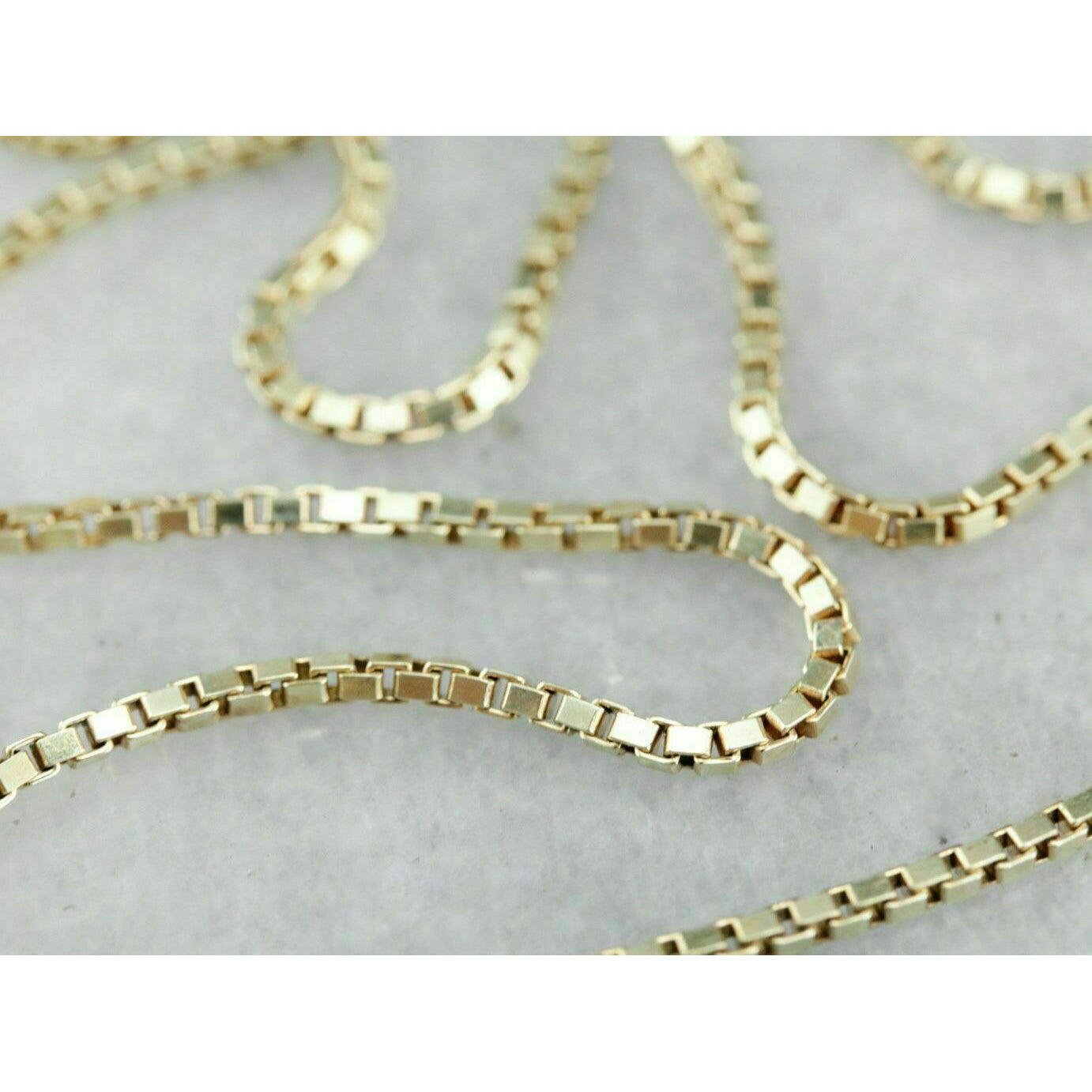 18K Solid Gold Box Chain Necklace Unisex Popular Sale Online