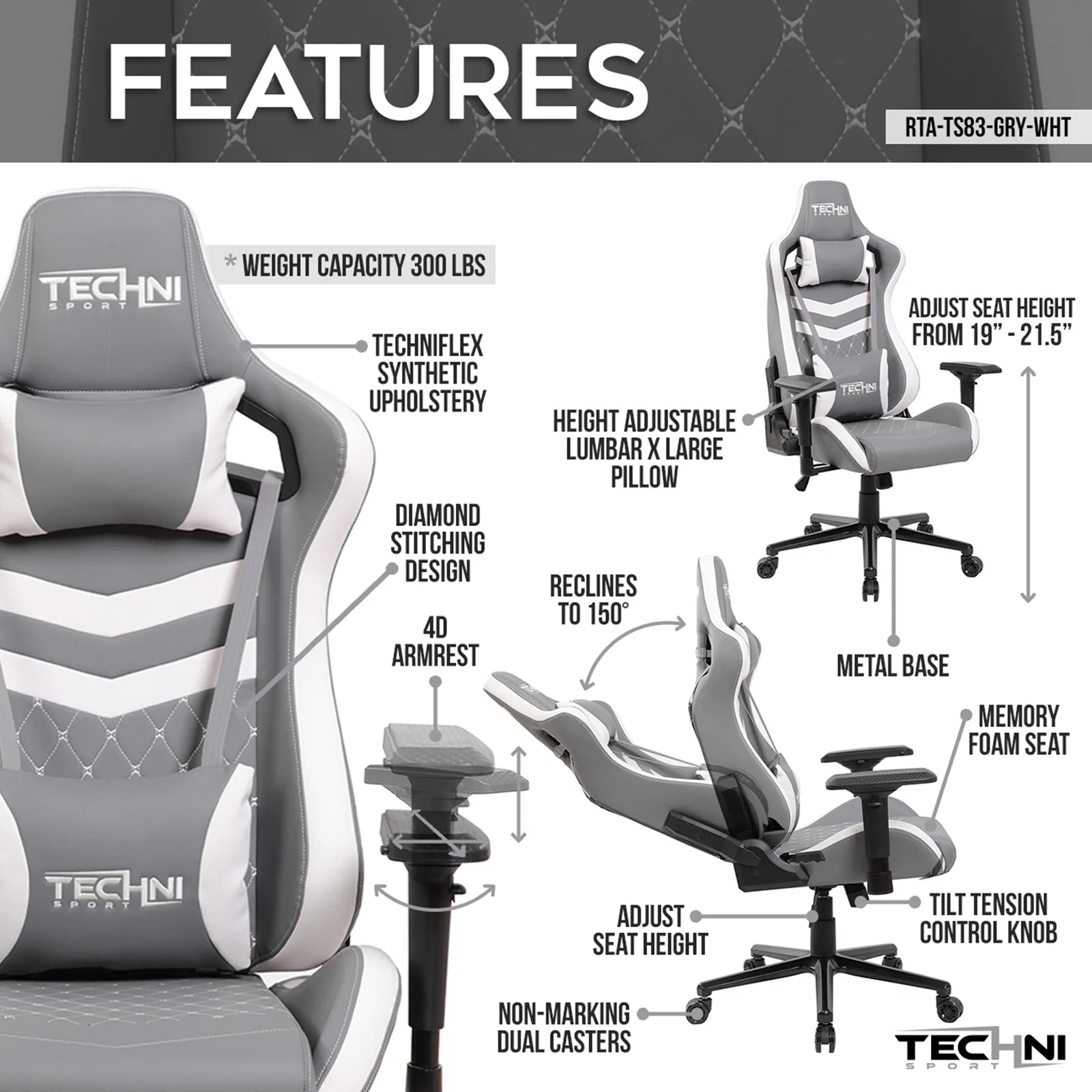 Techni Sport Ergonomic High Back Gaming Chair Free Shipping Discounts