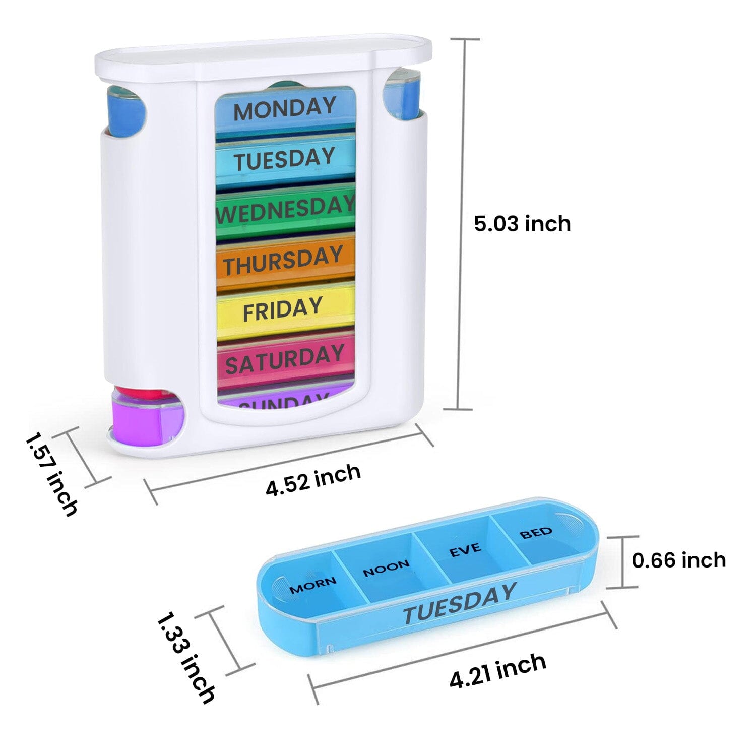 4 Times A Day, White 7 Day Stackable Daily Pill And Medicine Organizer White Clearance Choice