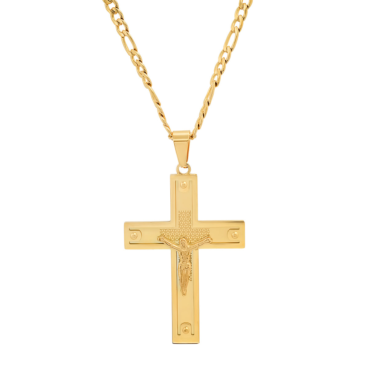 Men's Stainless Steel Crucifix Pendant with Studs Cheap Sale Excellent