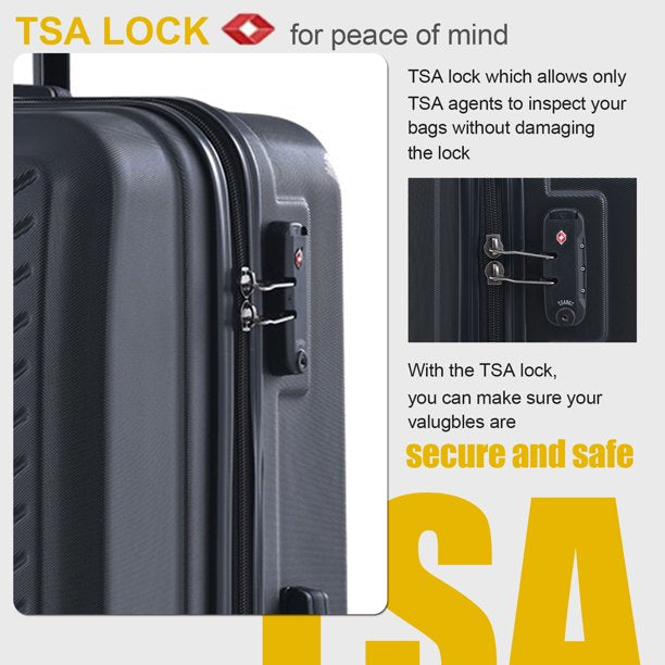 3-Piece Set: Hardshell Lightweight Suitcase with TSA Lock Spinner Wheels Free Shipping Clearance