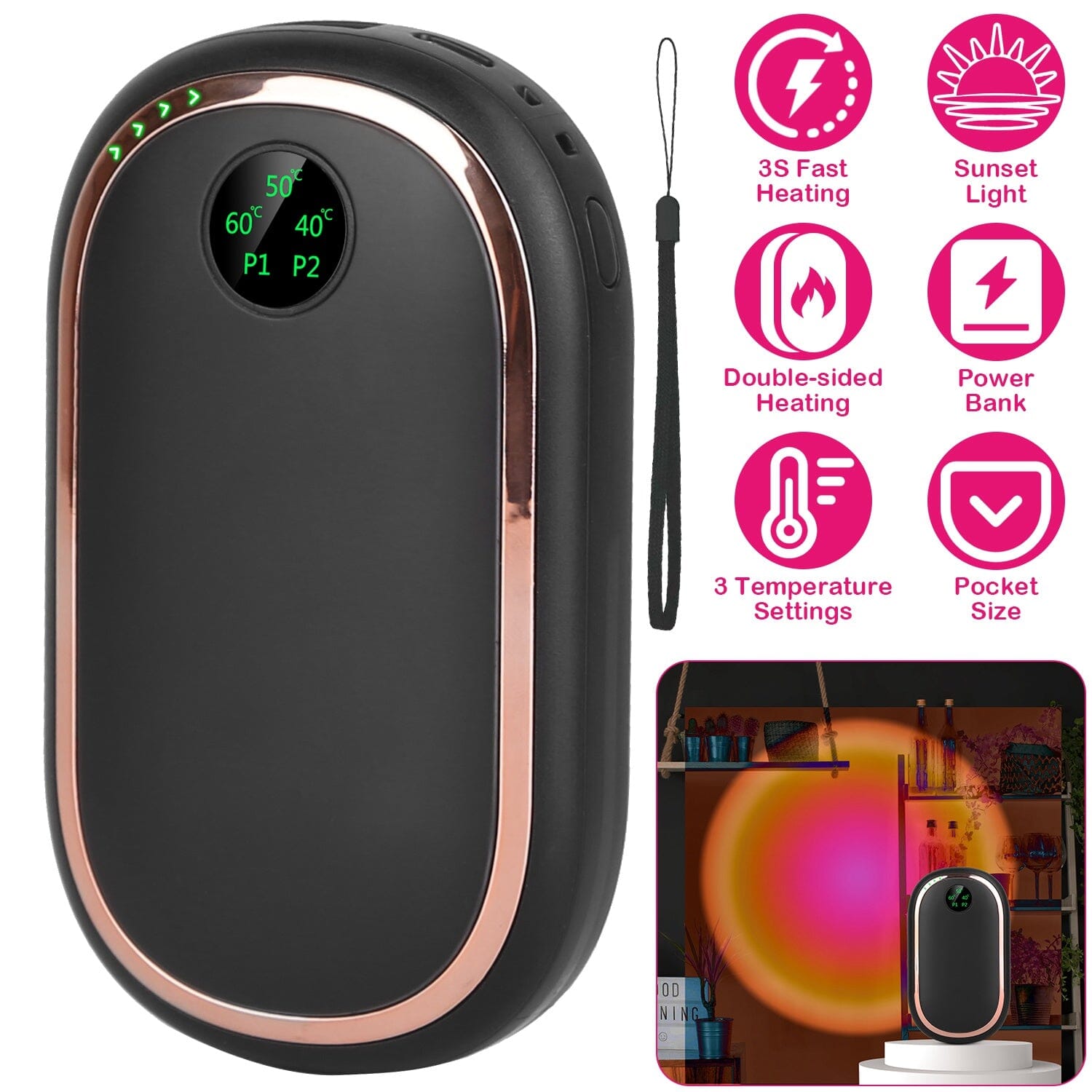 Rechargeable Hand Heater Pocket Warmer Power Bank with Digital Display Original Cheap Pice