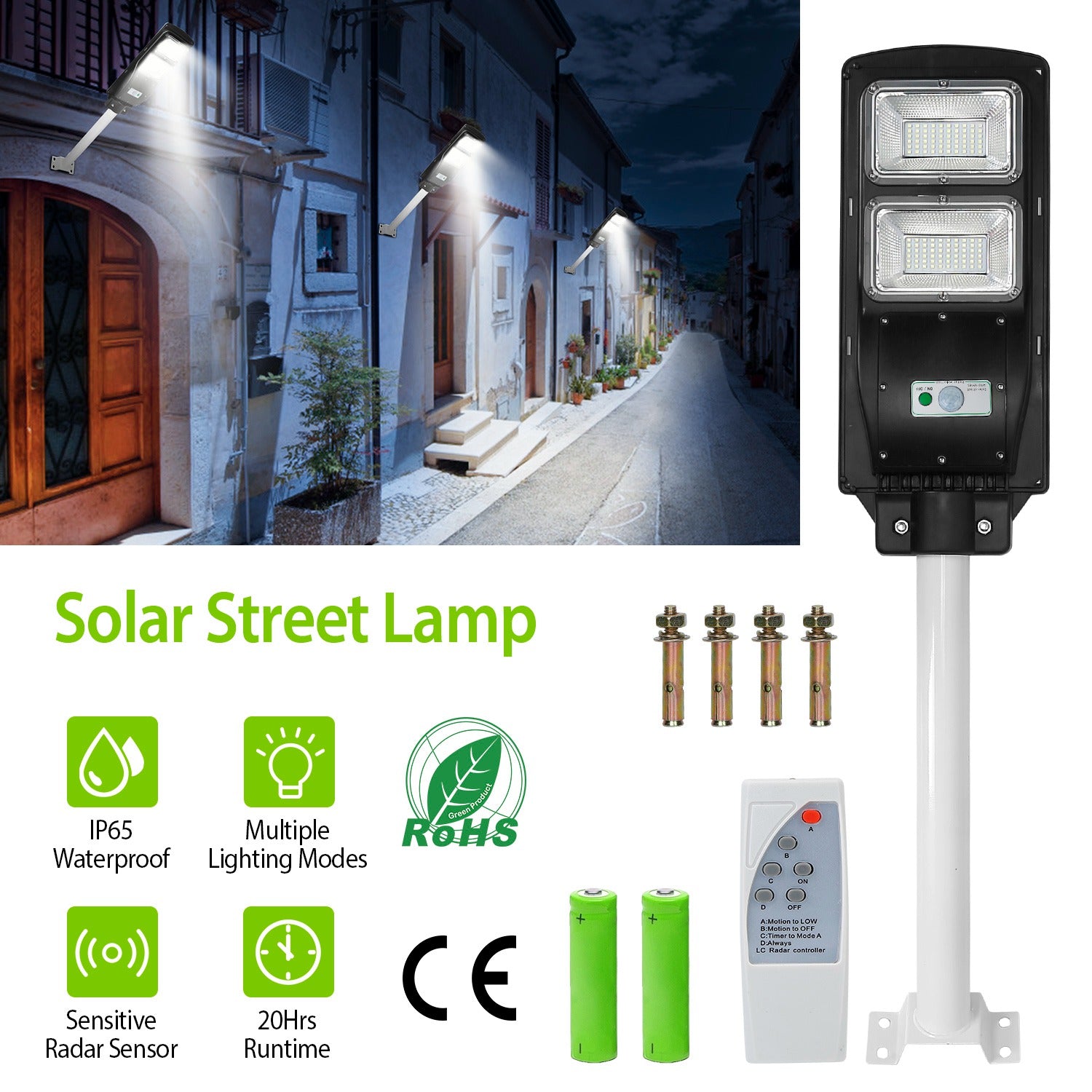 Solar Wireless IP65 Waterproof Street Path Light Free Shipping Classic