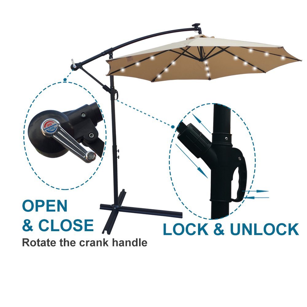 10ft Solar-Powered Patio Umbrella Best Pices Cheap Pice