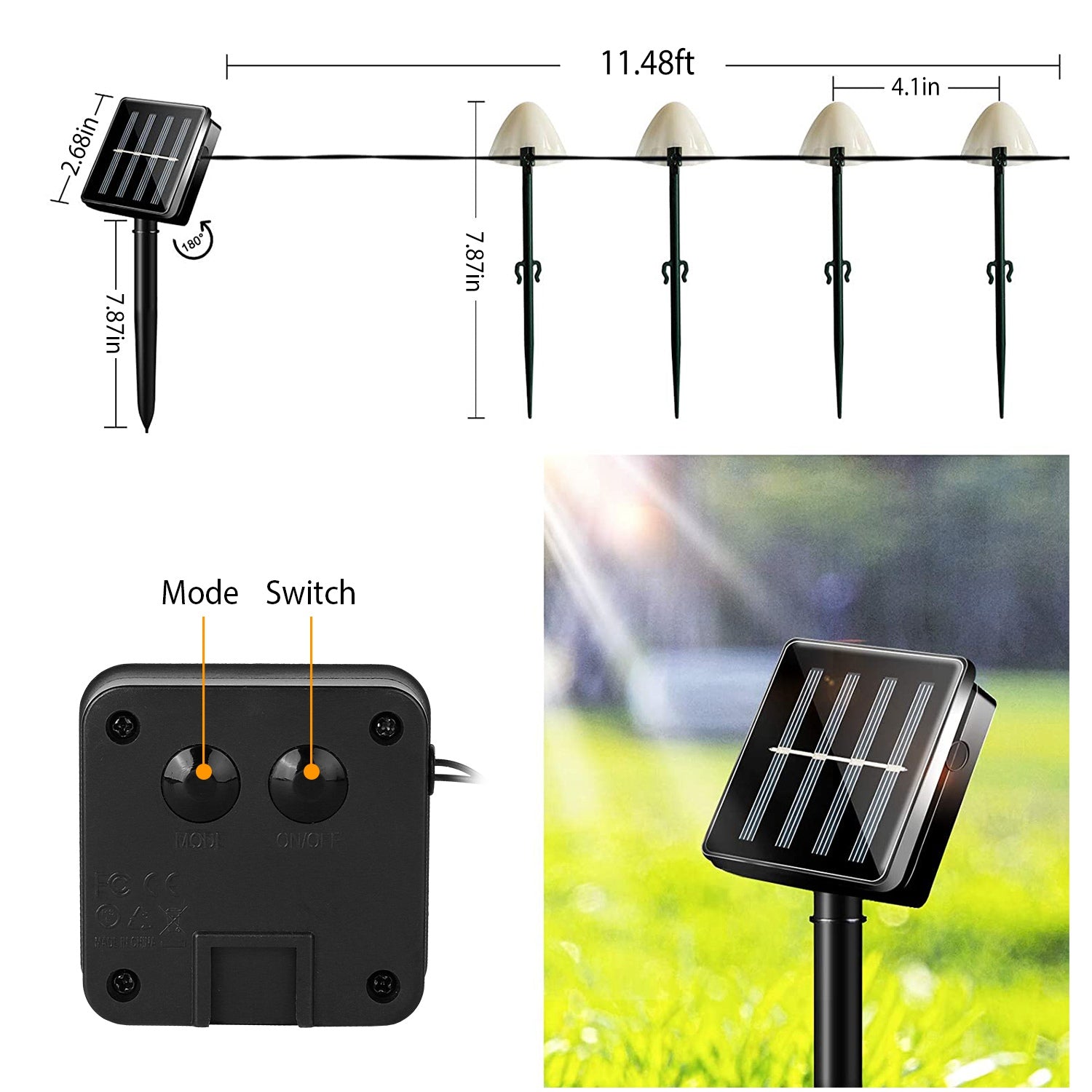 Solar Mushroom Lights Outdoor Decoration 10 LED Light Stake Shop Offer