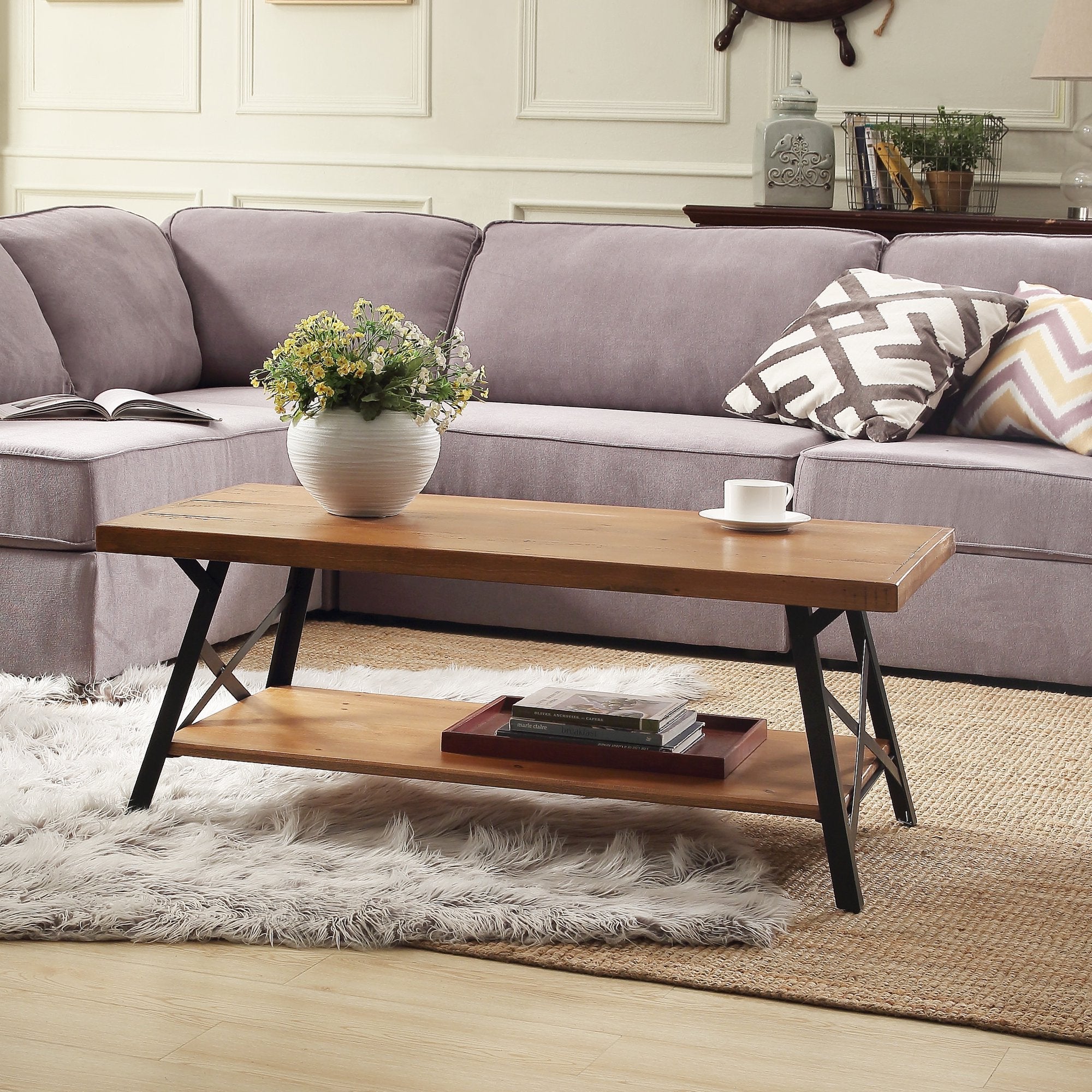 Rustic Coffee Table with Storage & Metal Legs, Brown 43 Free Shipping Looking For
