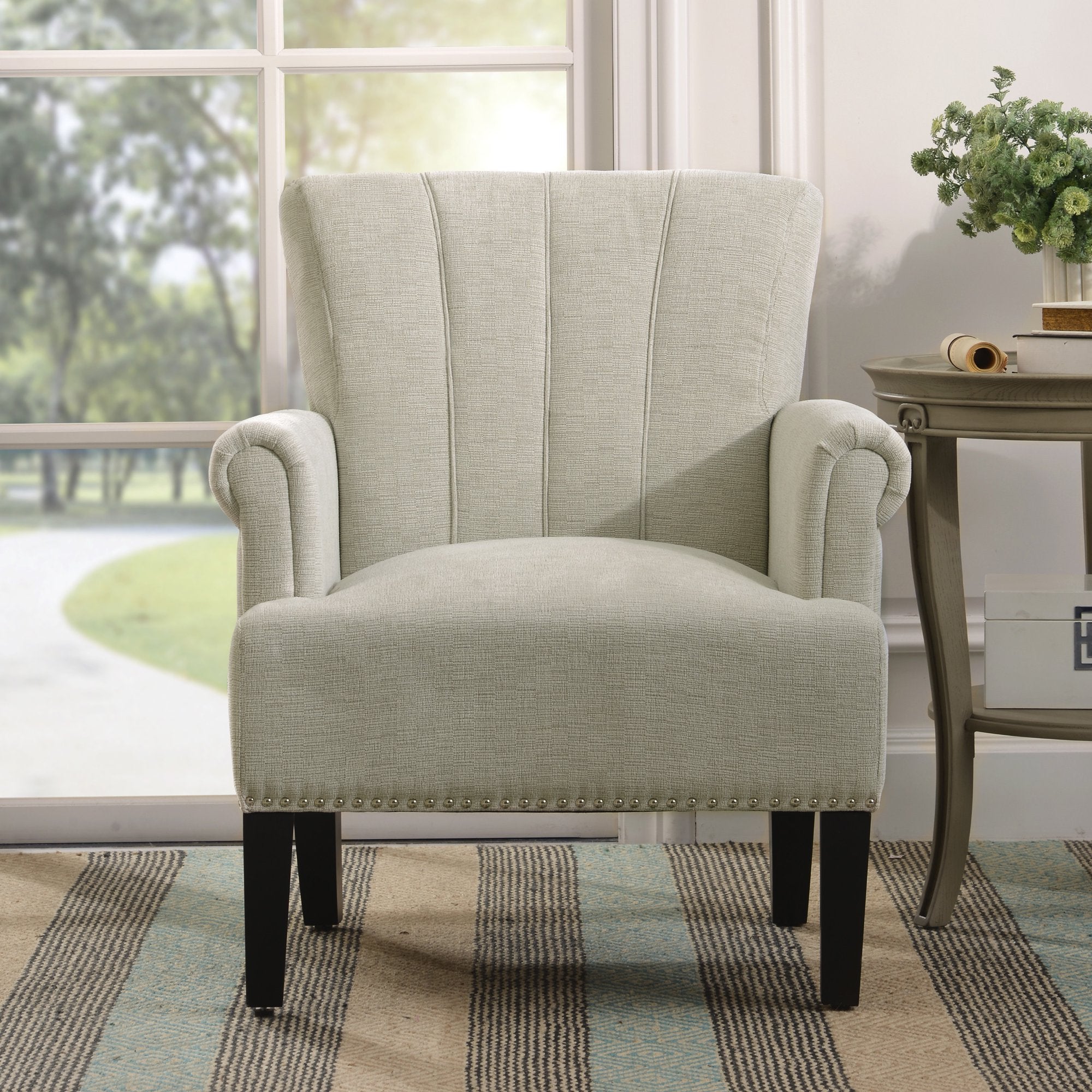 Accent Rivet Tufted Polyester Armchair Sale Wholesale Pice