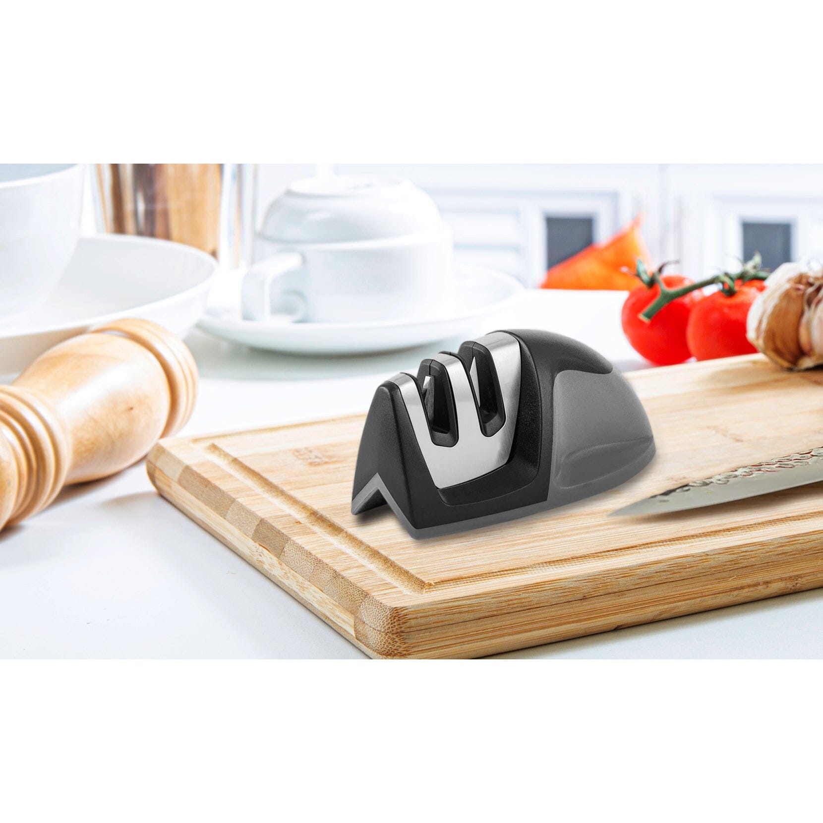 2-Pack: Ultra Sharp Knife Sharpener and Stainless Steel Vegetable and Meat Slicer Holder Finishline