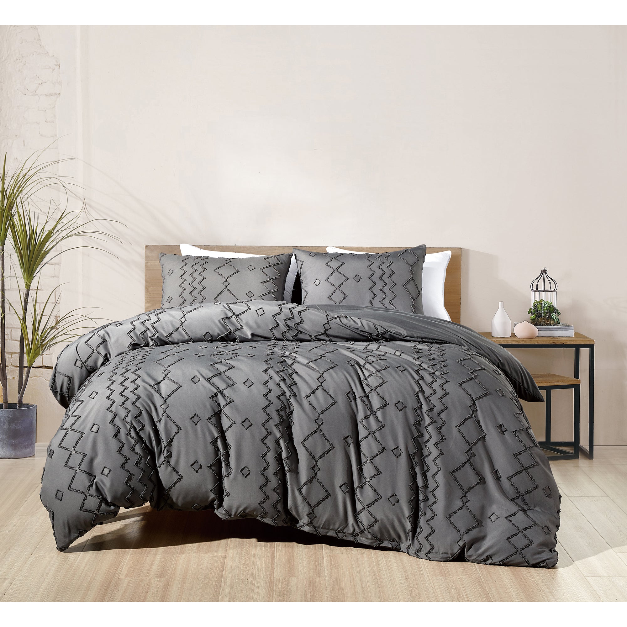 3-Piece Set: Bibb Home Tufted Clipped Duvet Cover Sale 2025 Newest