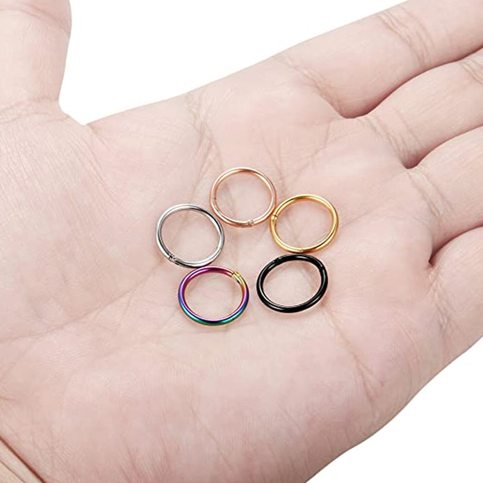 5-Piece: Stainless Steel Septum Piercing Nose Hoop Ring New Arrival