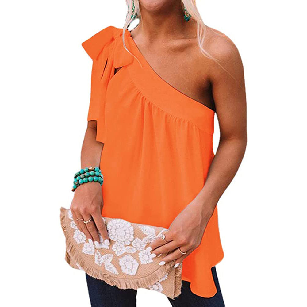 Women's Casual Tie One Shoulder Top Outlet Supply