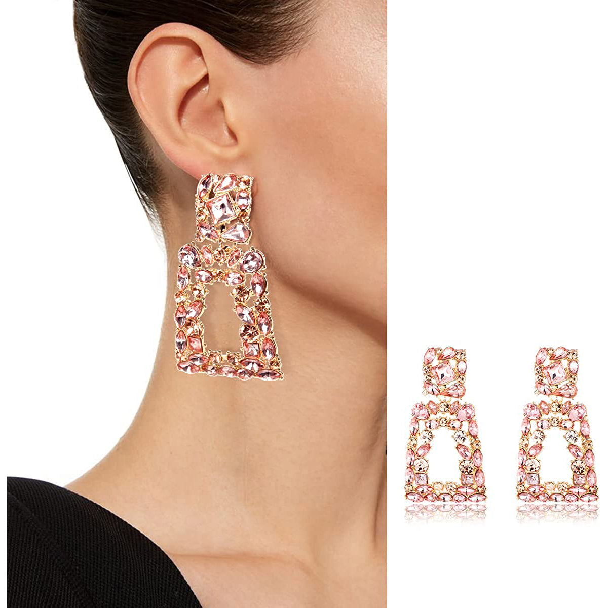 Women's Rhinestone Rectangle Drop Earrings Cheap Pice Store