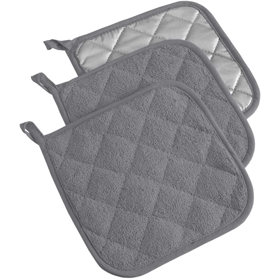 3-Piece: DII Basic Terry Collection Quilted 100% Cotton Potholder Buy Cheap Newest