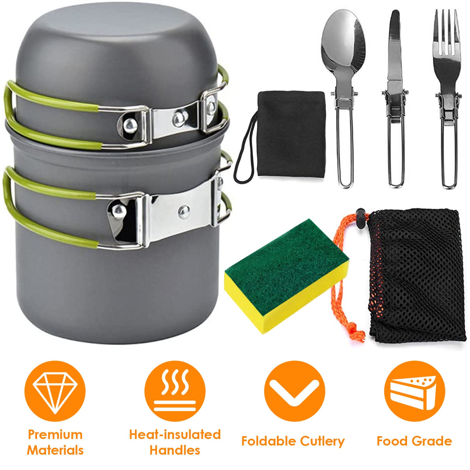 8-Piece: Camping Cooking Ware Set Sale Outlet