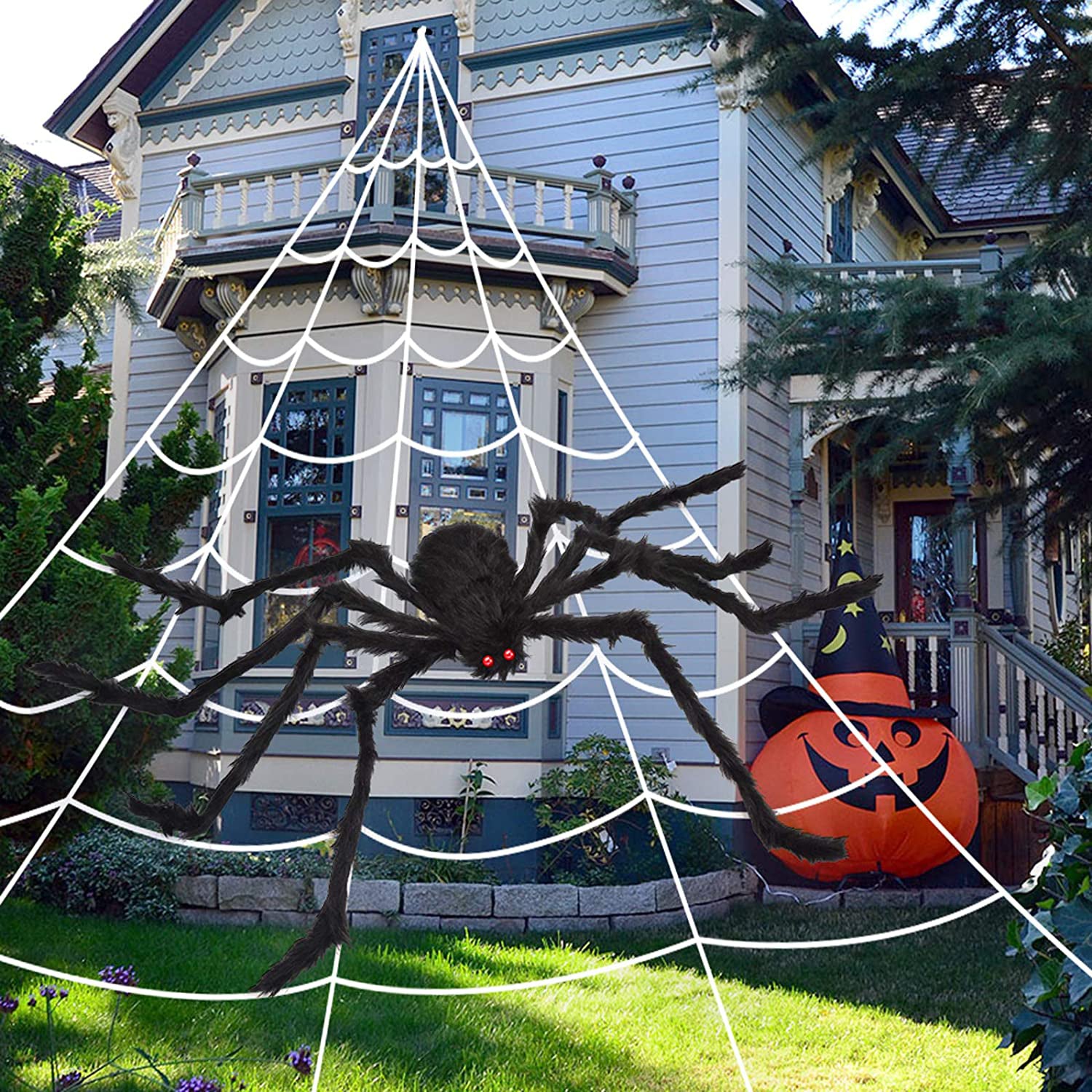 200 Halloween Spider Web and 59 Giant Spider Decoration Really Cheap