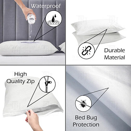 Zippered Waterproof Bed Bug/Dust Mite Fabric Pillow Covers Deals Cheap Online