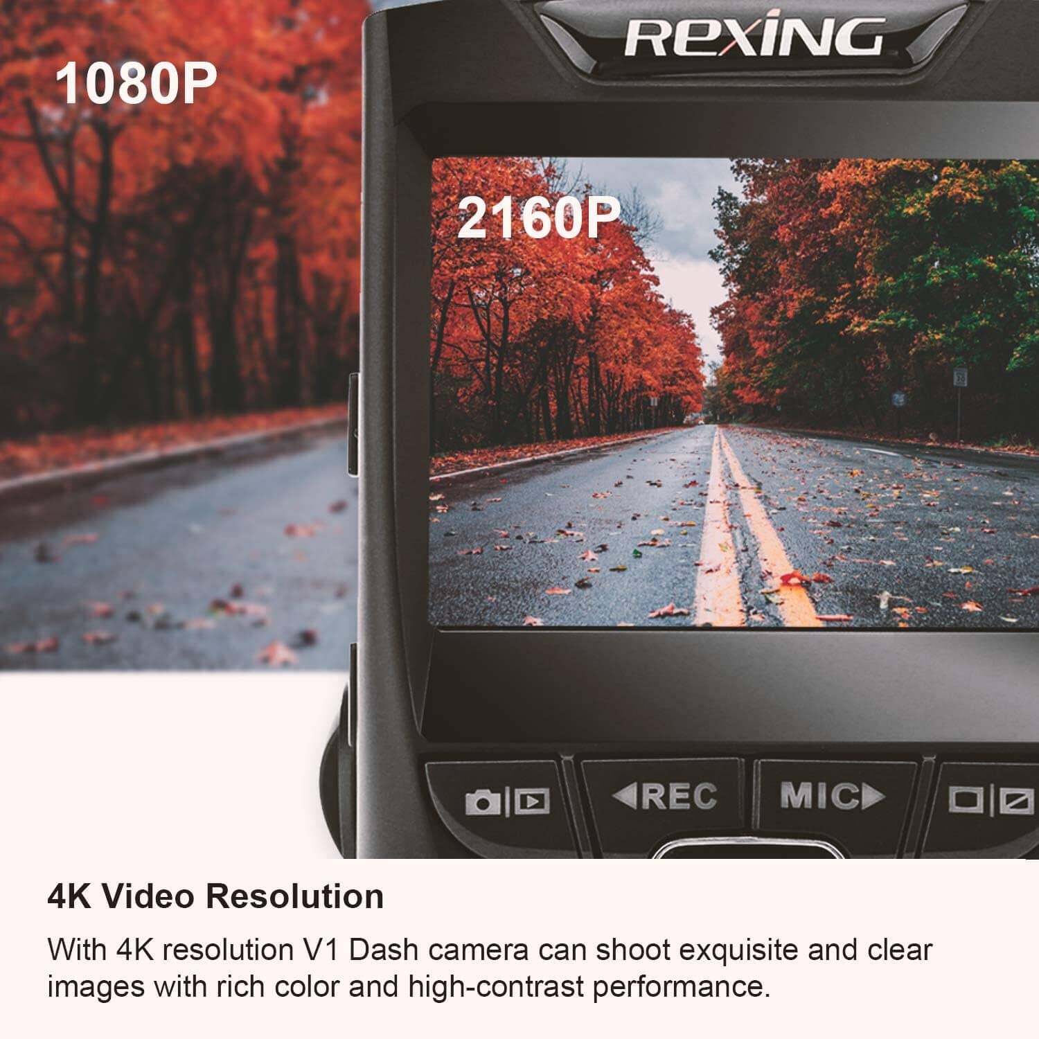 REXING V1 - 4K Ultra HD Car Dash Cam 2.4 LCD Screen  (Refurbished) Discount Explore