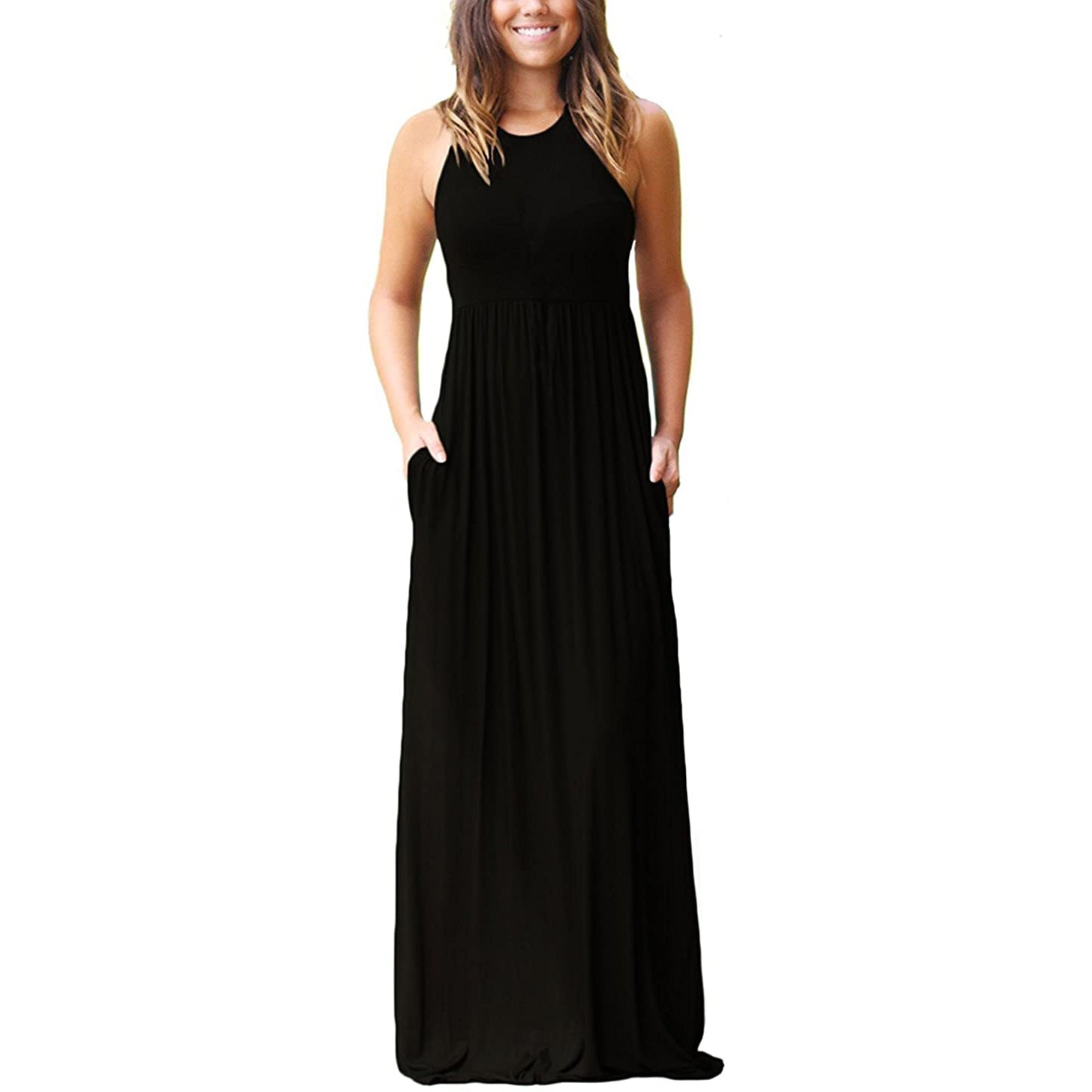 Women's Fashion Summer Sleeveless Racerback Loose Plain Maxi Dresses Discount Collections