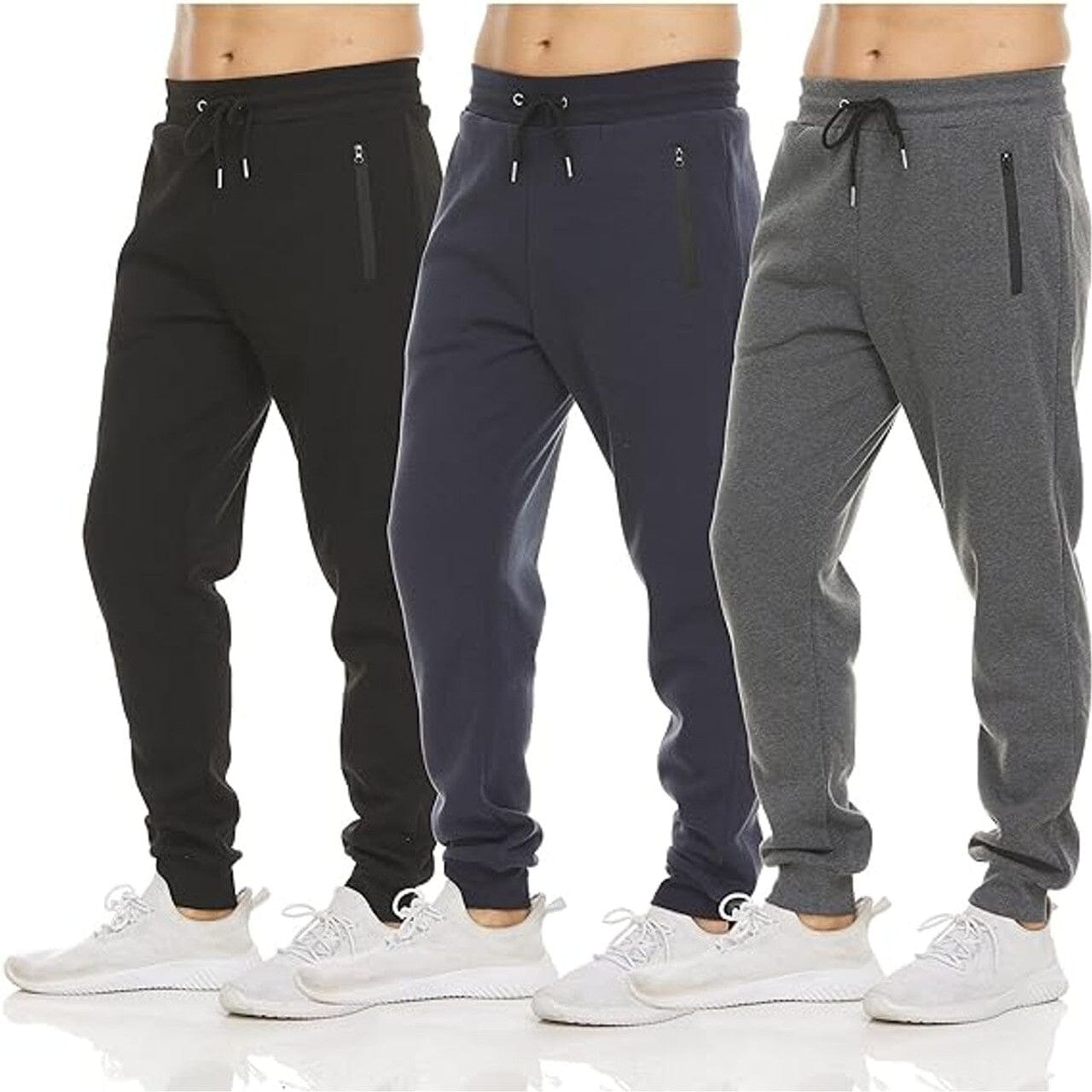 3-Pack: Men's Fleece Active Joggers with Zipper Pockets Sale Outlet Locations