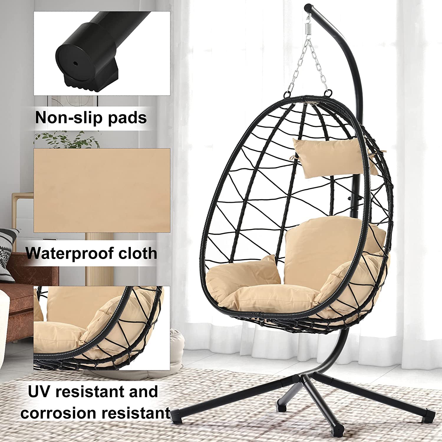 Hanging Egg Chair, Outdoor Indoor Swing Chair Cheap Sale 100% Original