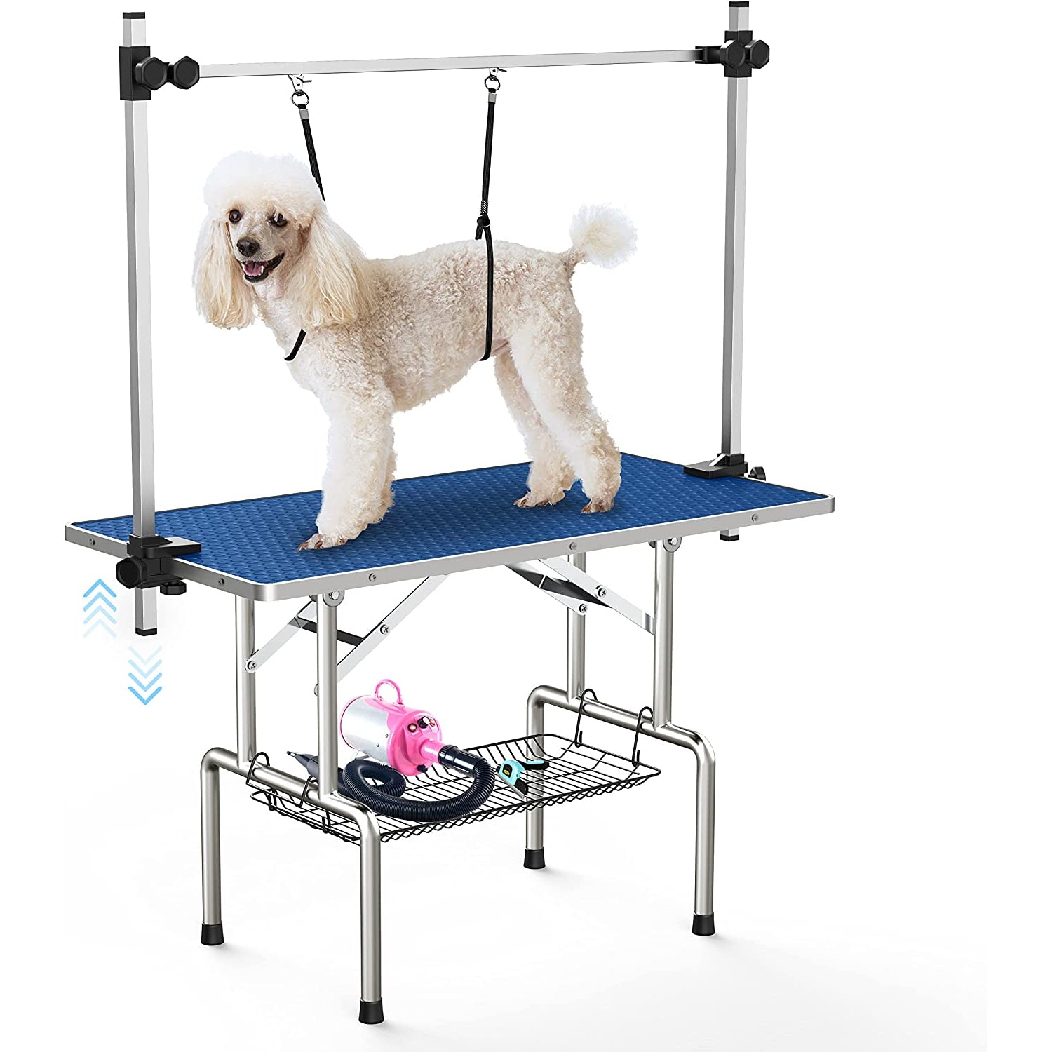 Adjustable Pet Large Foldable Dog Grooming Table with Arms Outlet Clearance