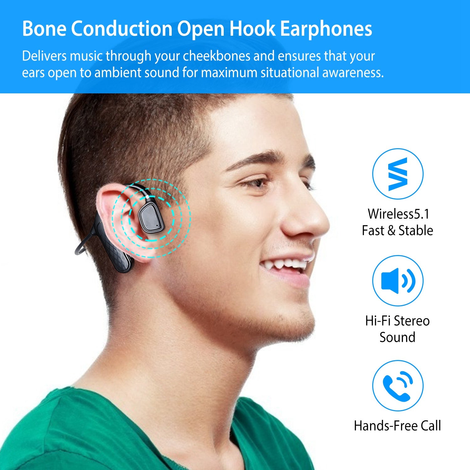 Wireless V5.1 Open-Ear Bone Conduction Earphones Sale Finishline