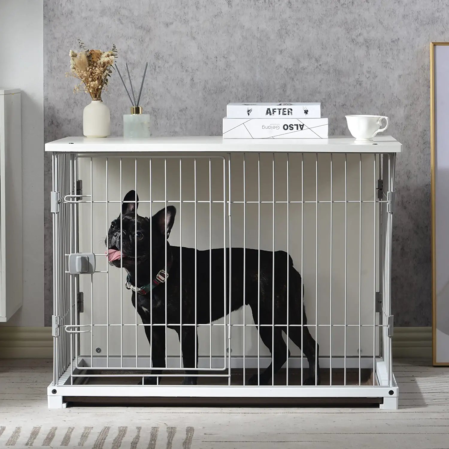 34 Long Elegant Wood Frame White Dog Cage Cheap Footlocker