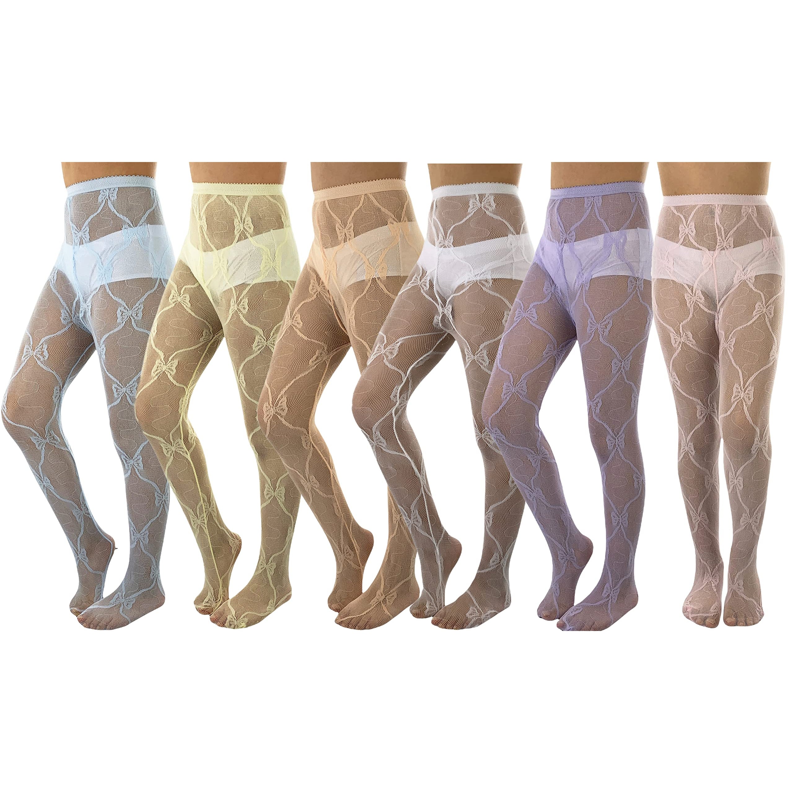 6-Pack: ToBeInStyle Girl's Butterfly Lace Pantyhose Low Cost Sale Online