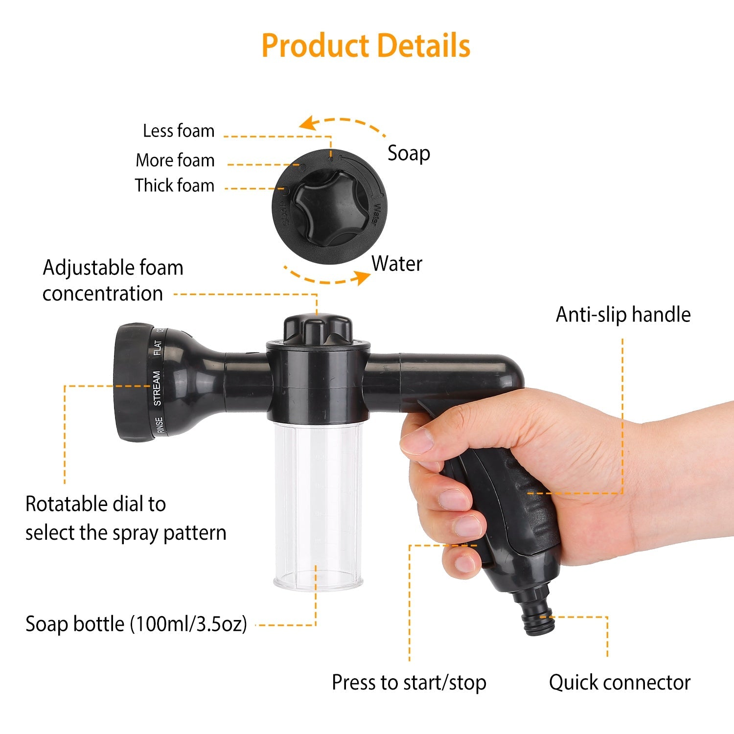 8-in-1 Foam Garden Hose Nozzle Soap Sprayer Affordable Online