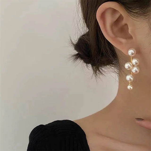 Women's Pearl Alloy Stud Earrings Purchase For Sale