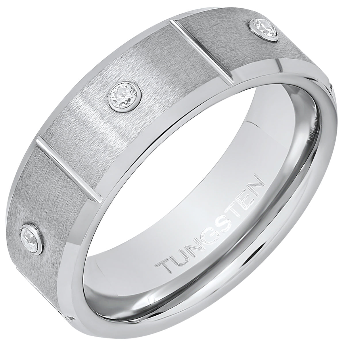 Men's Tungsten and Simulated Diamonds Band Ring New Arrival For Sale