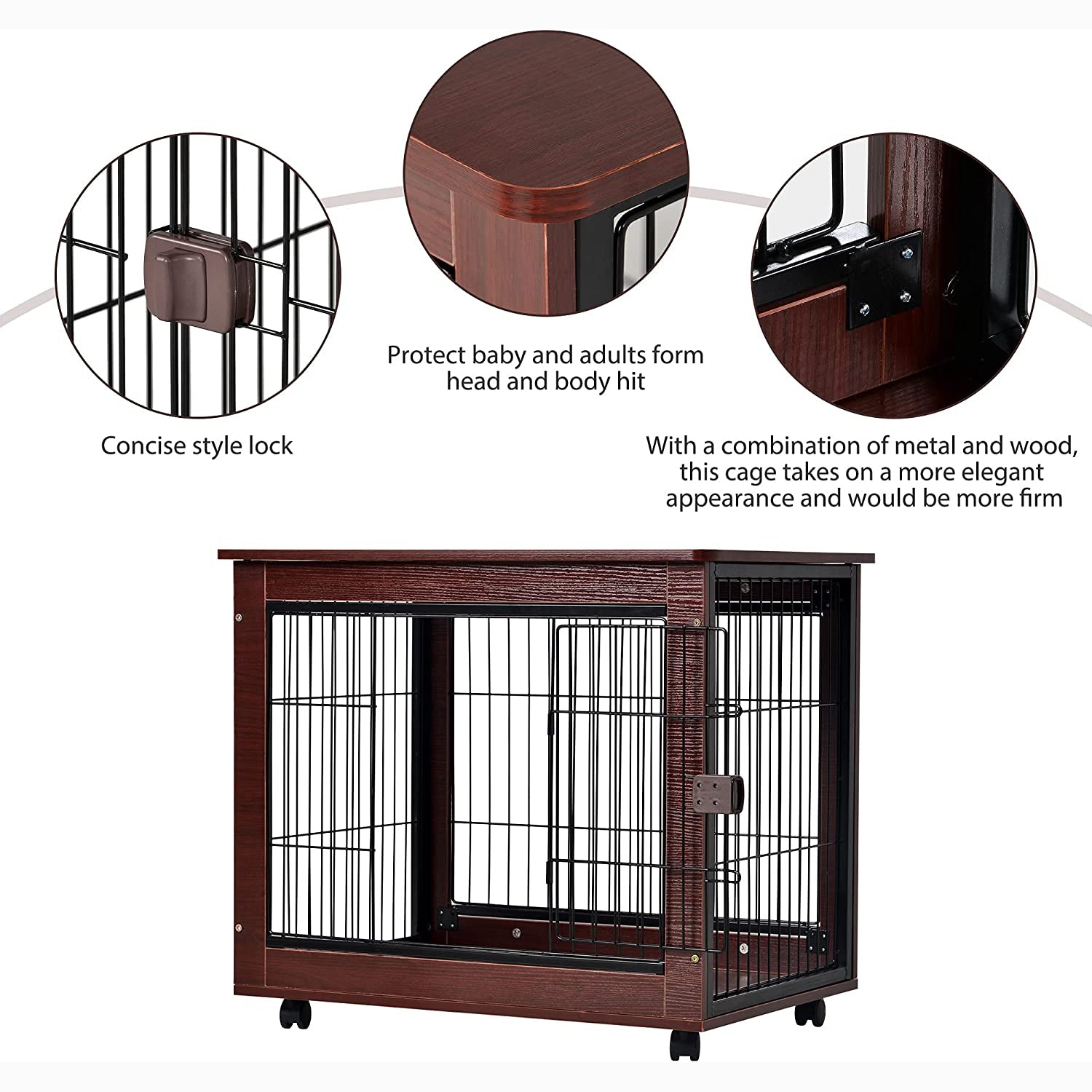 31-Inch Furniture Style Pet Dog Crate Cage with Wooden Structure Manchester For Sale