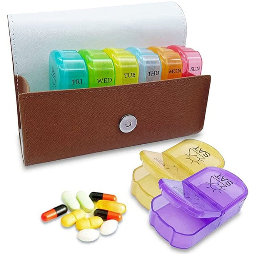 Large Daily Pill Box Medicine Organizer with PU Leather Case Very Cheap Pice