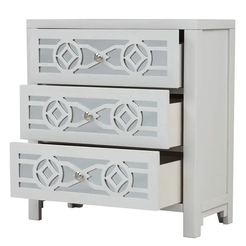 Mirrored Carved Pattern Modern Gold Finish Bedroom Nightstand Sale With Mastercard